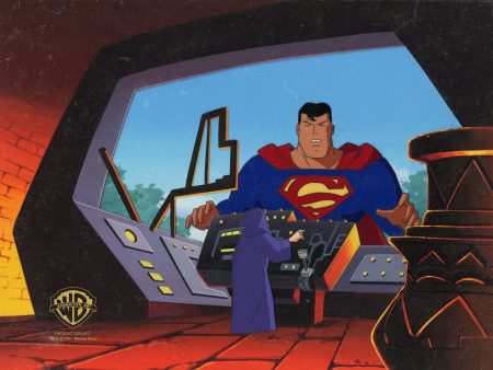 Superman the Animated Series Original Production Cel on Original Background: Superman and Desaad Discount