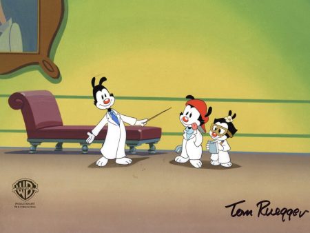 Animaniacs Original Production Cel Signed by Tom Ruegger: Wakko, Yakko, Dot Discount