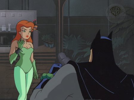 Batman The Animated Series Original Production Cel On Original Background with Matching Drawing: Poison Ivy and Batman Hot on Sale