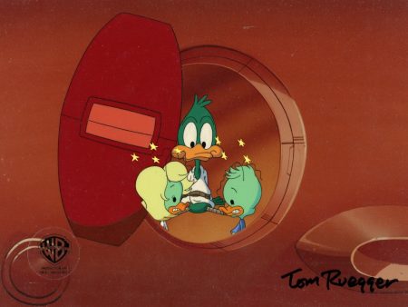 Tiny Toon Adventures Original Production Cel Signed by Tom Ruegger: Plucky Duck, Frank, and Ollie Discount