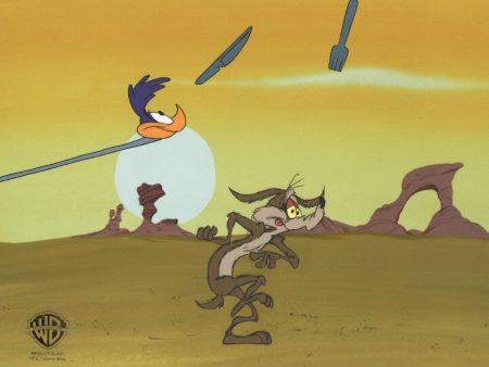 Looney Tunes Original Production Cel: Road Runner and Wile E. Coyote Hot on Sale