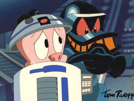 Tiny Toon Adventures Original Production Cel Signed by Tom Ruegger: Duck Vader and Hamton J. Pig For Discount