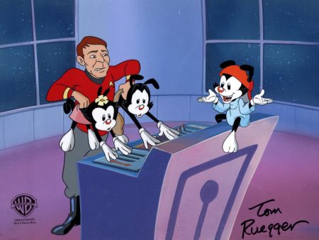 Animaniacs Original Production Cel on Original Background Signed By Tom Ruegger: Wakko, Yakko, Dot, and Squaty Cheap