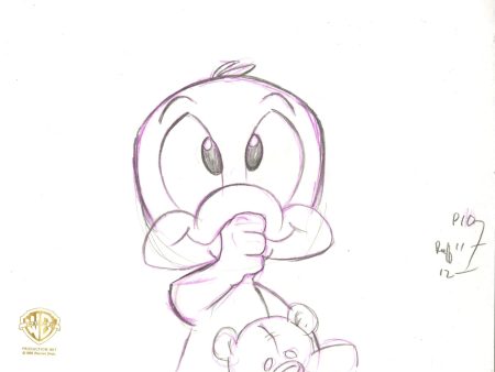 Tiny Toons Original Production Cel with Matching Drawing: Baby Plucky Duck Online Hot Sale