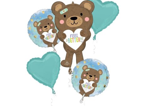 Feel Better Bear Foil Balloons Bouquet 5pcs on Sale