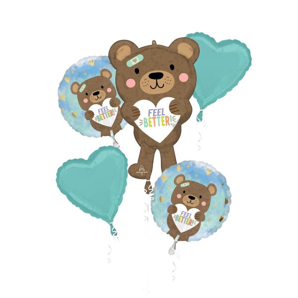 Feel Better Bear Foil Balloons Bouquet 5pcs on Sale