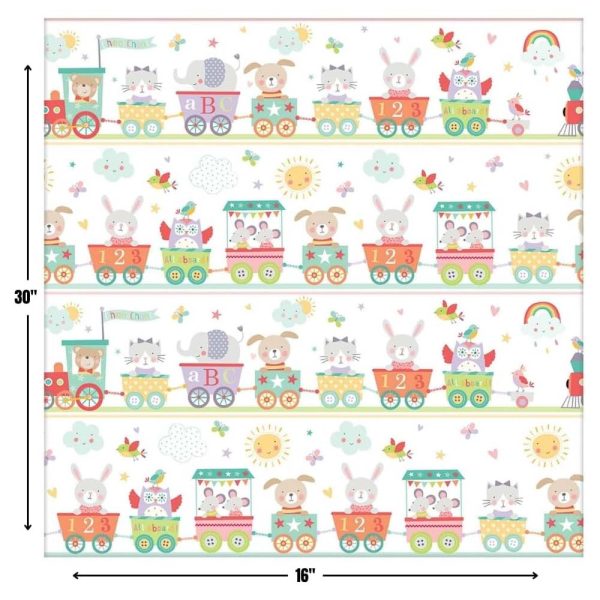 Baby Train Jumbo Paper Gift Wrap 16ft X 30in Supply