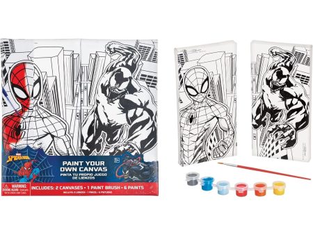 Marvel Spiderman Colour Your Own Canvas Set 2pcs Sale