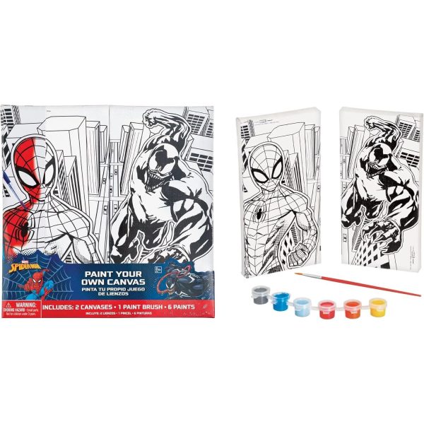 Marvel Spiderman Colour Your Own Canvas Set 2pcs Sale