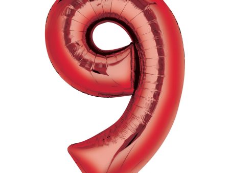 Number 9 Red Large Shape Balloon 25 x 34in Online