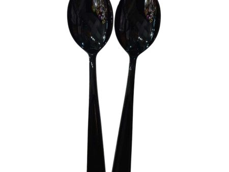 Jet Black Packaged Plastic Serving Spoons 2pcs For Discount