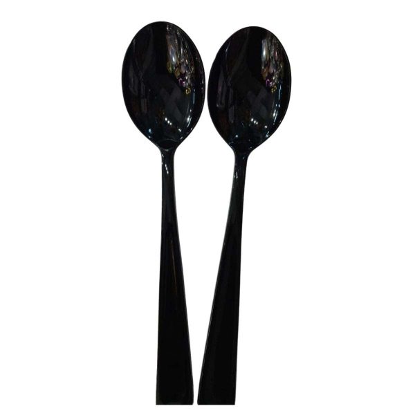 Jet Black Packaged Plastic Serving Spoons 2pcs For Discount