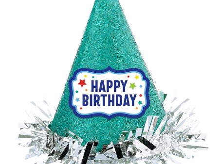 Primary Birthday Mini Cone Hat with Glitter 4in Fashion