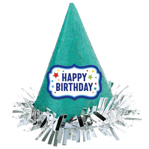 Primary Birthday Mini Cone Hat with Glitter 4in Fashion